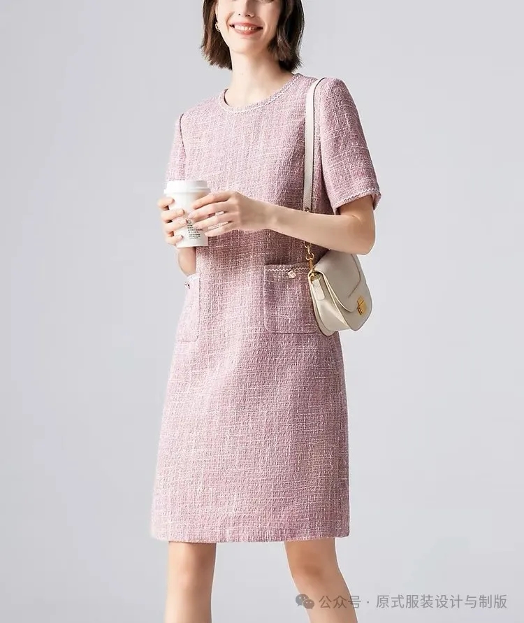 5款-法式小香風連衣裙結構紙樣裁剪圖！