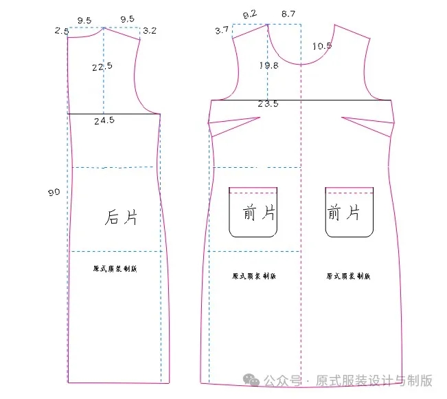 5款-法式小香風連衣裙結構紙樣裁剪圖！