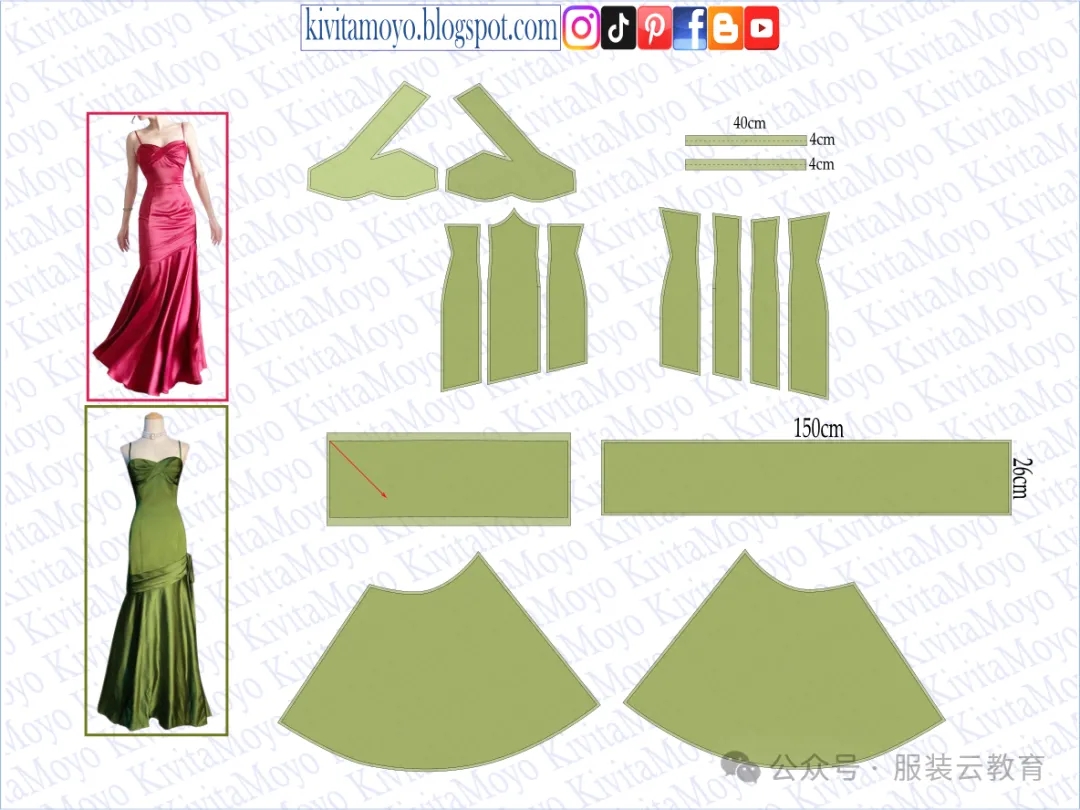 6款漂亮禮服的裁剪圖