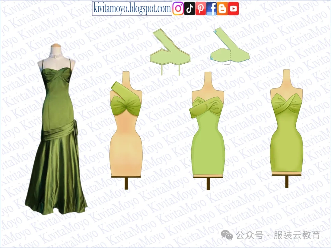 6款漂亮禮服的裁剪圖