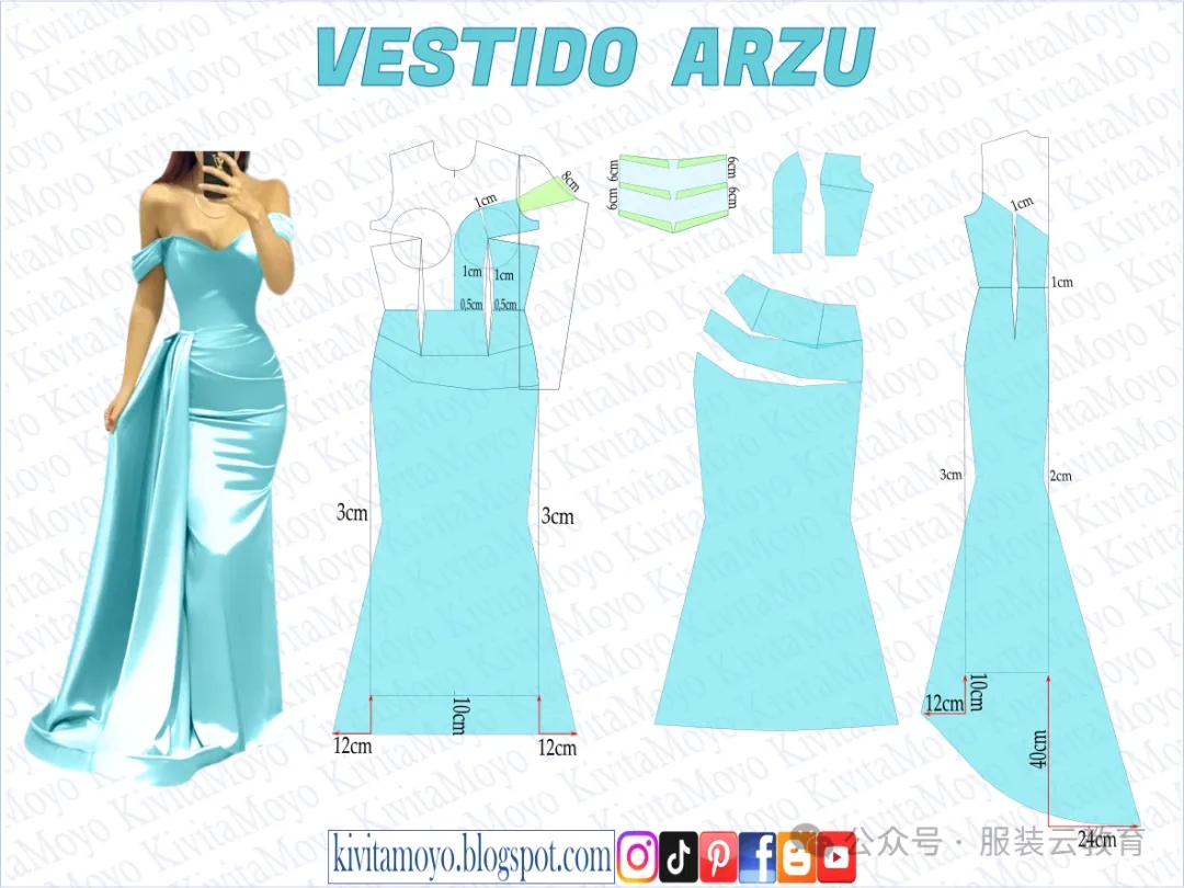 6款漂亮禮服的裁剪圖