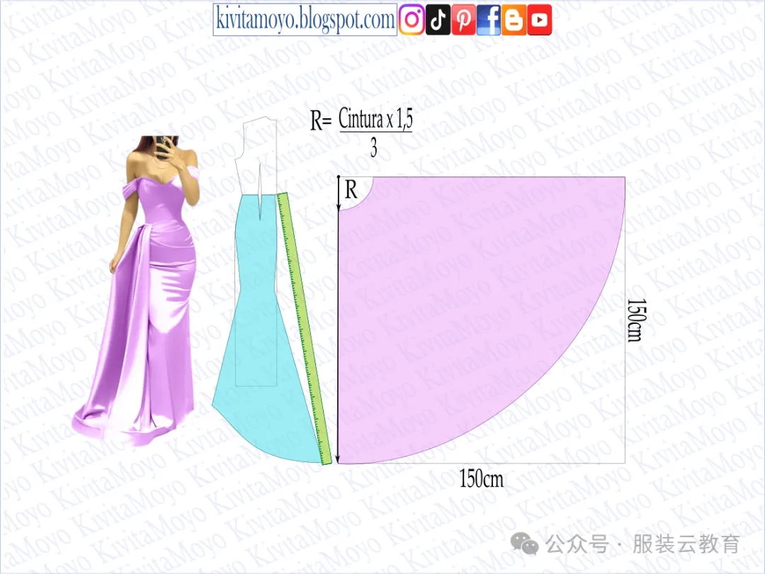 6款漂亮禮服的裁剪圖
