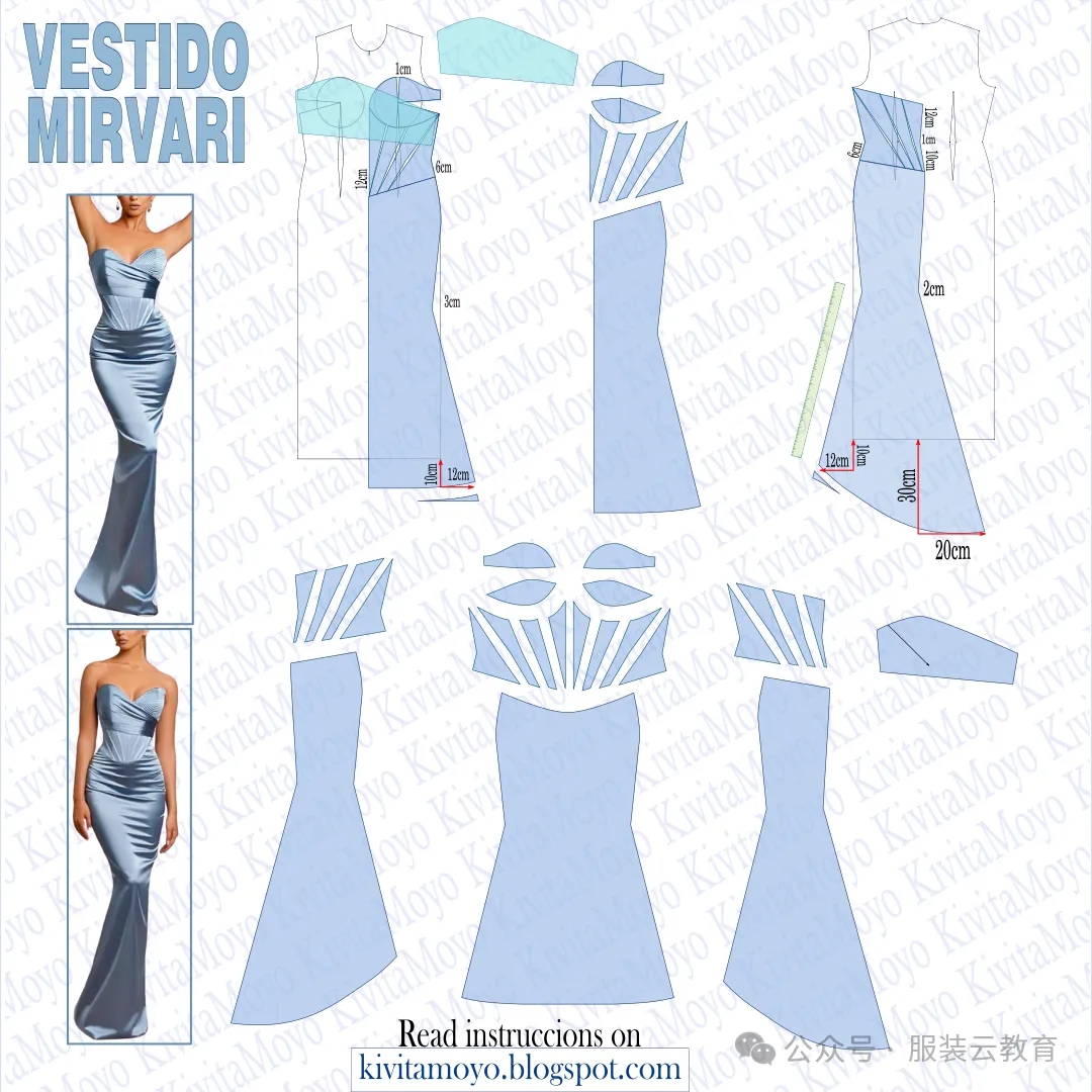 6款漂亮禮服的裁剪圖